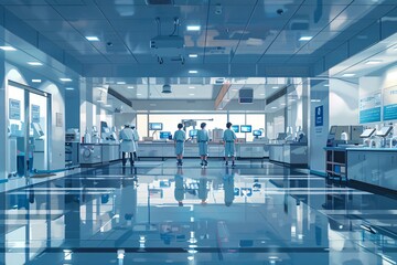 A team of professional doctors standing in the hospital