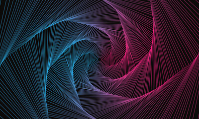 Abstract Gradient Pattern with Stairs. Spiral Hexagonal Tunnel. Geometric Psychedelic Background. Vector. 3D Illustration. spider web spiral hexagon background.