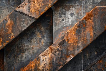 Corroded Steel Panels in Industrial Design Closeup