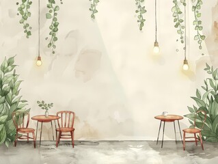 Clipart set, 12 watercolor cozy kitchen corners, tables, clear separation, generated with ai