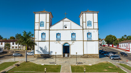Pirenopolis in Goias, Brazil. Old catholic church of historic city.