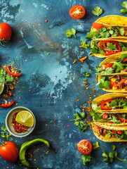 Vibrant and Spicy Mexican Taco Graphic Wallpaper with Ample Copy Space for Culinary Inspired Designs