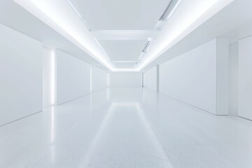 Modern White Room Bathed in Natural Light, Wide Angle View