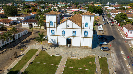 Pirenopolis in Goias, Brazil. Old catholic church of historic city.