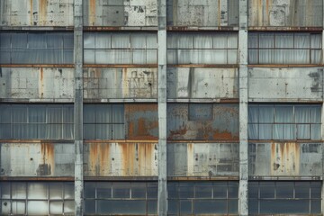 Weathered Facade of Brutalist Building Captured in Expansive View