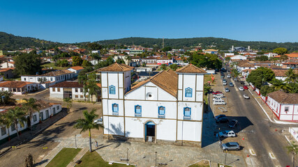 Pirenopolis in Goias, Brazil. Old catholic church of historic city.