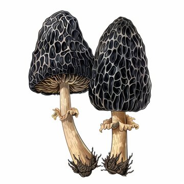 Vibrant Isometric Mushroom Illustration on White Background for Food or Nature Designs Generative AI