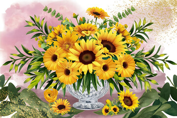 sunflowers in a basket