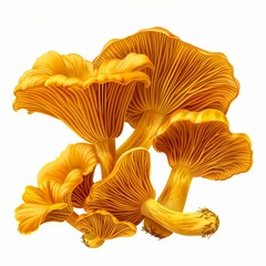 Vibrant Yellow Mushroom on White Background for Food or Nature Designs Generative AI