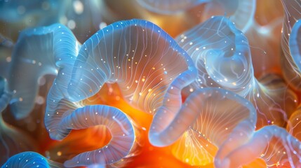 Orange and White Sea Anemone With White Tips