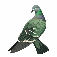 Vibrant Green Imperial Pigeon Illustration on White Background Generative AI