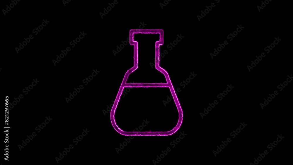 Poster laboratory test tube flask with color liquid icon concept loop animation