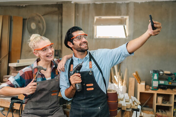 carpenter workshop with timber equipment and carpenter's shop tool, craft woodwork industry by professional craftsman person working in wooden occupation job to make a furniture from wood plank