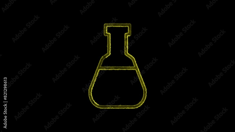 Poster laboratory test tube flask with color liquid icon concept loop animation