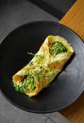 Omelette with avocado and crab