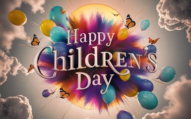 Children’s day with happy kids celebration background Generative AI
