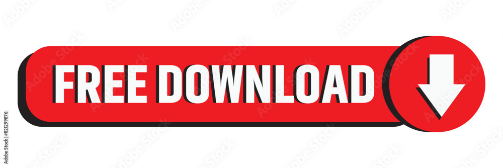 Aufkleber black and red download vector web button with down arrow
