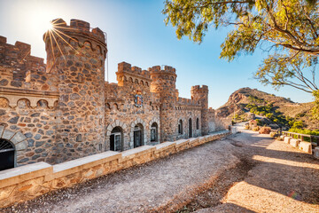 Castillitos Battery in the Hills on Mediterranean Sea Coast, ancient landmark near Cartagena, Spain