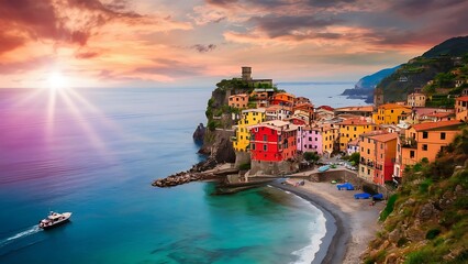 Fototapeta premium Stunning Landscape Photography: Majestic Mountains and Serene Rivers, hot air baloons