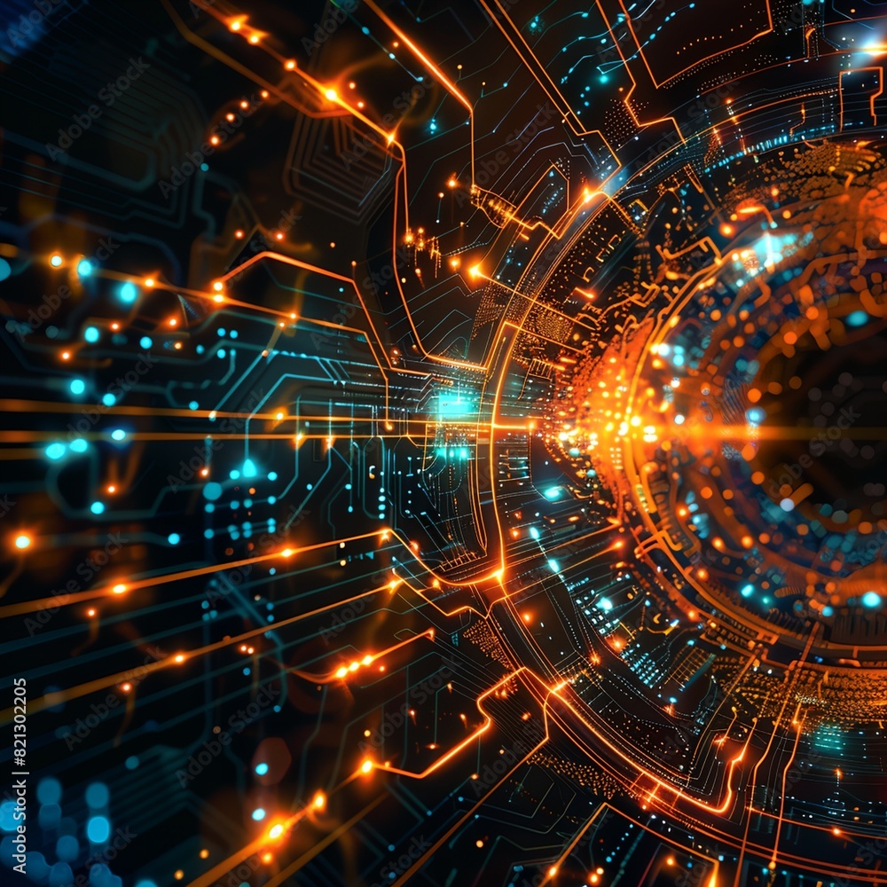 Poster circular object with lights and dots in the center