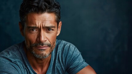 Fototapeta premium Close-up of a person in a blue shirt