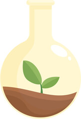 Illustration of sustainable ecofriendly science concept with green innovation in a laboratory setting, featuring glassware, plants, and environmentally friendly technology