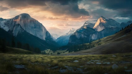 Fototapeta premium Stunning Landscape Photography Majestic Mountains and Serene Rivers