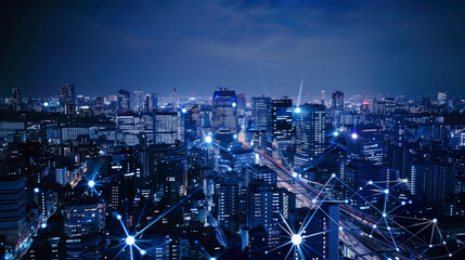 Vibrant Cityscape Illuminated by Night Lights