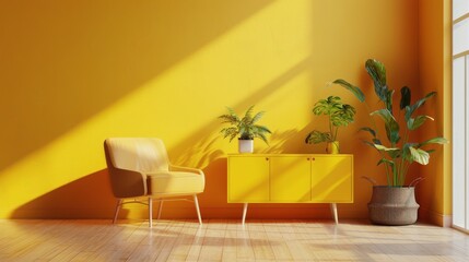 Yellow Wall With Yellow Chair