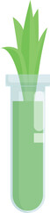 Vector graphic of a plant sprouting in a test tube, symbolizing biotechnology and growth