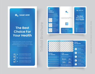 Medical Clinic Healthcare Trifold Brochure Leaflet Layout