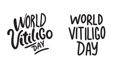 Collection of World Vitiligo Day text. Hand drawn vector art.