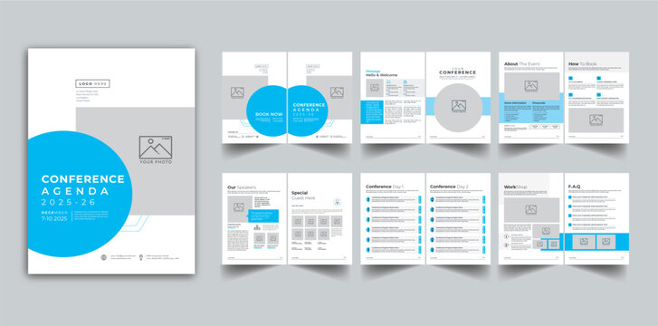 Conference Agenda Template , 12 Page layout design With Cover page 