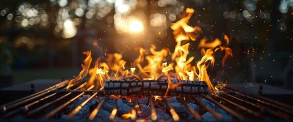 Fototapeta premium Close Up of Grill With Flames