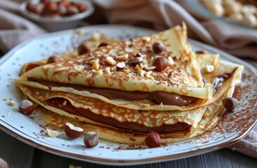 Plate of Pancakes With Chocolate Drizzle