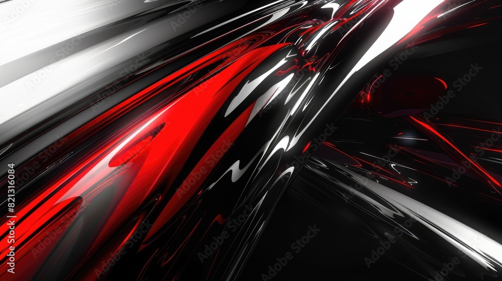 Poster the image is of a red and black abstract background with a shiny, metallic surface. it is suitable f