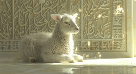 Fototapeta premium Lamb Sitting in Front of Window
