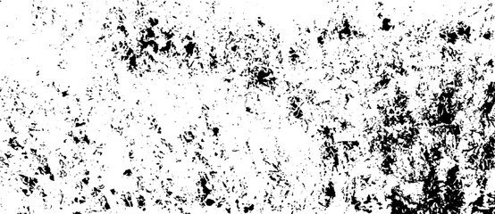 Monochrome texture composed of irregular graphic elements. Distressed uneven grunge background. Abstract vector illustration. Overlay for interesting effect and depth. Isolated on white background.