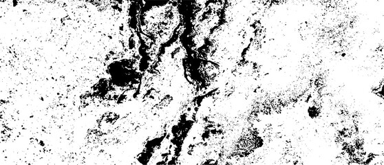 Monochrome texture composed of irregular graphic elements. Distressed uneven grunge background. Abstract vector illustration. Overlay for interesting effect and depth. Isolated on white background.