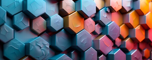 layered abstract hexagons in varying shades, dynamic
