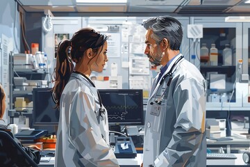 Fototapeta premium Portraits of professional male and female doctors in the hospital
