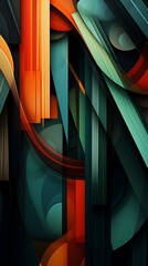 An abstract background with bold, cubist designs.