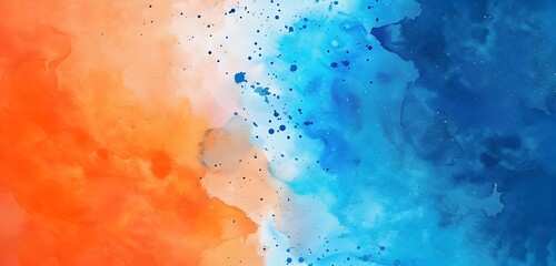 Obraz premium Abstract colorful background in the style of watercolor paint splash, bright colors of orange and blue 