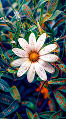 Close up of flower with water droplets on it's petals.