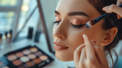 Woman Holding a Makeup Palette