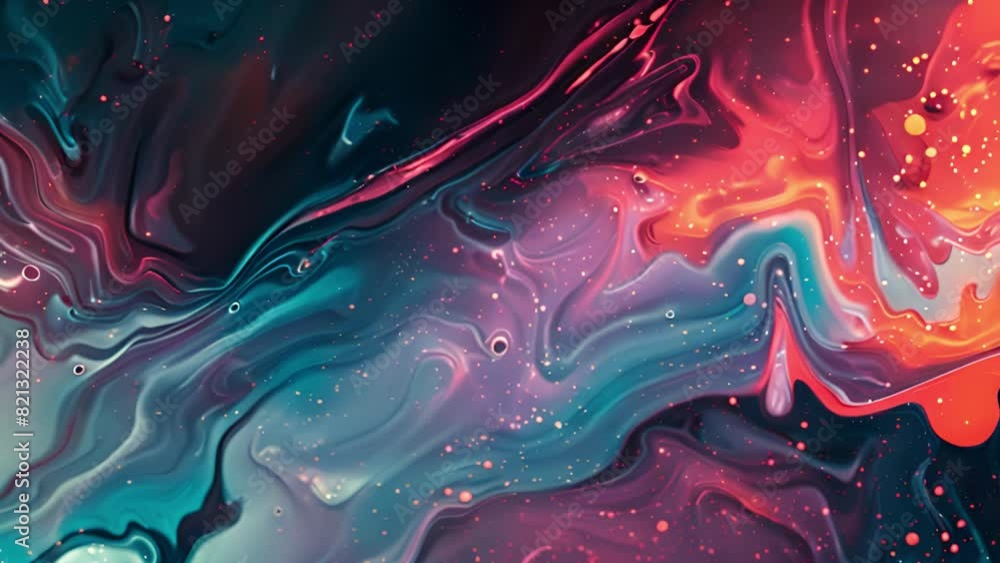 Aufkleber dynamic abstract fluid art featuring swirling patterns of blue, red, and purple hues, evoking a sens