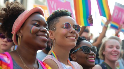 LGBTQ+ allies and supporters holding signs advocating for equality