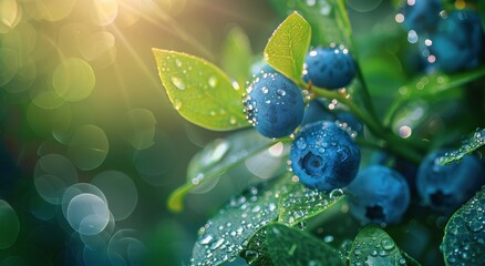 Close Up of Blueberries With Water Droplets