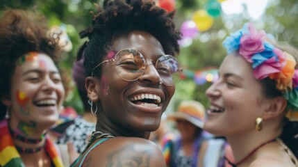 LGBTQ+ community members sharing stories and laughter at a pride festival