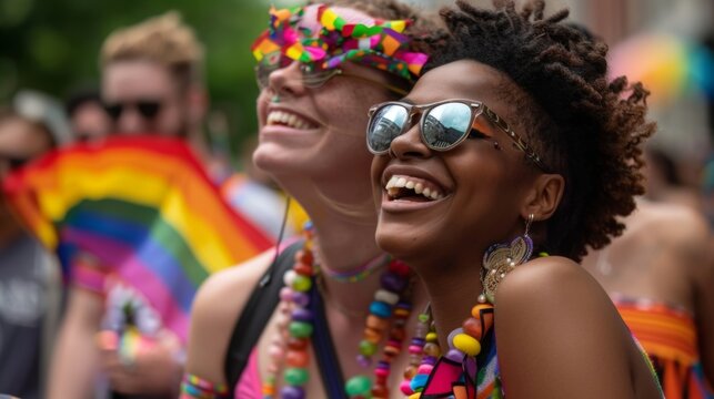 LGBTQ+ community members sharing stories and laughter at a pride festival